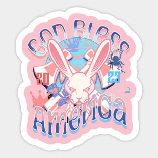 God bless America - rabbit tshirt 2023 Sticker